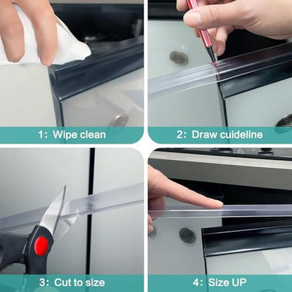 MONOID Drawer Edge Protector, Slip-On Clear Table Corners Guards, Door Kitchen Furniture Bumper, Prevent Wear, Impact Protection, Ease to Cut, 3/4" Thick, 39.37" Length – Clear, Pack of 5