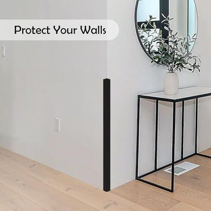 Rubber Bond Wall Corner Guard Edge Protector, 48 inch Heavy Duty Baby Proofing Corner Guards | Self-Adhesive Furniture Edge Strips for Home & Office (5, Black)