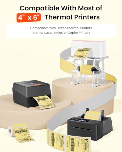 Phomemo 4x6 Yellow Thermal Label, Shipping Labels Pack of 250 4x6 Roll Labels, Compatible with Phomemo, Zebra, Rollo, Jadens and Other Thermal Printers - color: Yellow-250