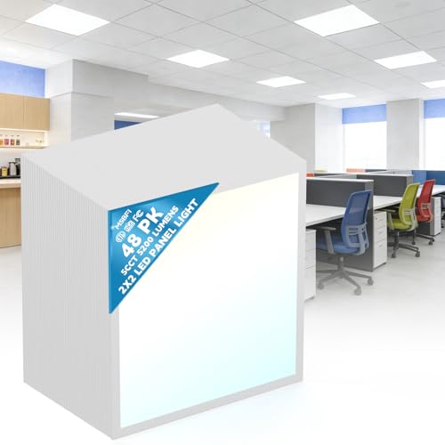 2x2 LED Flat Panel Light Drop Ceiling Office Fixture,5 CCT 3000K-6500K Adjustable & 5 Wattage Selectable, 0-10V Dimmable, 2X2 LED Flush Mount Ceiling Light,ETL Listed 48 Pack - size: 2x2FT-48Pack