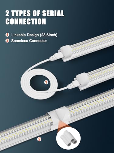 Industrial Grade Ultra-Bright 100W 8FT Led Shop Lights 15000LM 6Pack