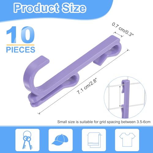uxcell 10 Grid Wall Hooks, 2.8 Inch Grid Wall Panel Plastic Utility Hook, Shelf Hooks for Garage Store Warehouse Shop Home Hanging, Purple - color: Purple