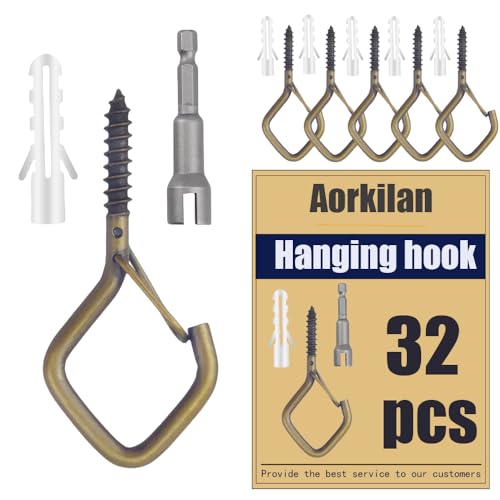 32 Pcs 2.36IN Ceiling Hooks with Safety Buckle for Plants - color: Bronze, size: 32Pcs
