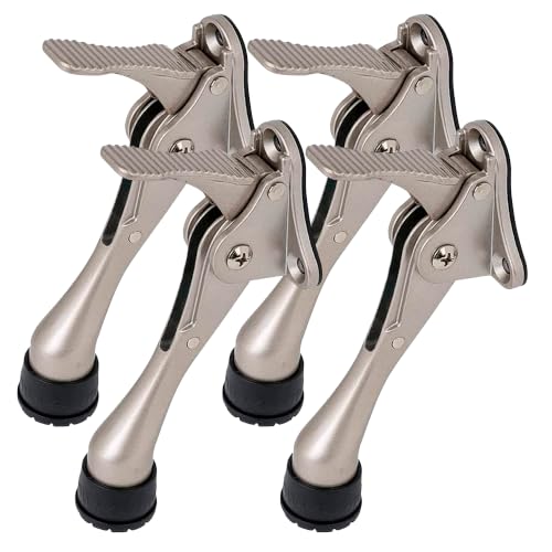 HA SHI 4 Stoppers Kickdown Door Stop for Bottom of Door, 4 in, Satin Nickel - color: Satin Nickel, size: 4 INCH X 4 PACK