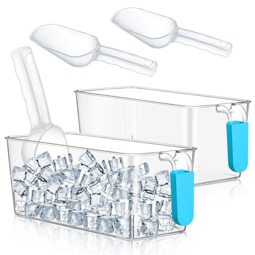 Havawish Ice Storage Bin and Flexible Scoop Set Plastic Freezer Bin - color: Light Blue, size: 10.83 x 4.92 x 4.33 in, style: Classic