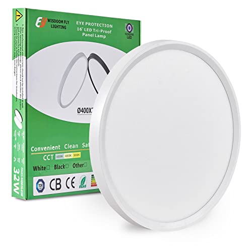 15.8Inch White LED Flush Mount Ceiling Light, 32W, 3480LM, 3CCT Selectable - color: White, size: 15.8" 1PK