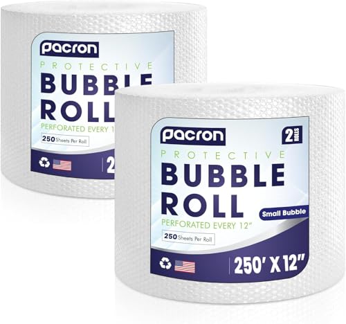Bubble Roll Wrap 12" x 500', 1-Pack 3/16" Perforated Small Cushioning - size: 500 Sq Ft