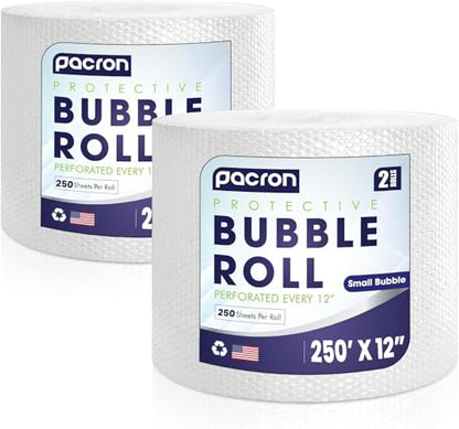 Bubble Roll Wrap 12" x 500', 1-Pack 3/16" Perforated Small Cushioning - size: 500 Sq Ft