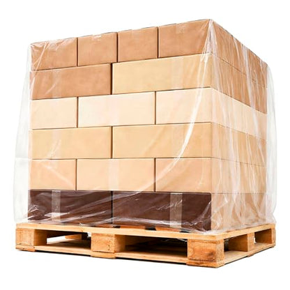 APQ Pack of 125 Plastic Pallet Covers 50 x 49 x 75. Clear Reusable Low Density Polyethylene Pallet Bag Covers 50x49x75. Thickness 2 mil. Ideal for Industrial Needs, Warehousing, Transportation. - size: 50" x 49" x 75" / 2 mil / 125 Pack