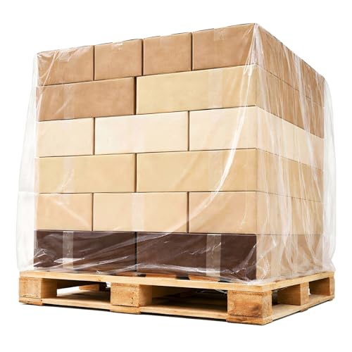 APQ Pack of 125 Plastic Pallet Covers 50 x 49 x 75. Clear Reusable Low Density Polyethylene Pallet Bag Covers 50x49x75. Thickness 2 mil. Ideal for Industrial Needs, Warehousing, Transportation. - size: 50" x 49" x 75" / 2 mil / 125 Pack