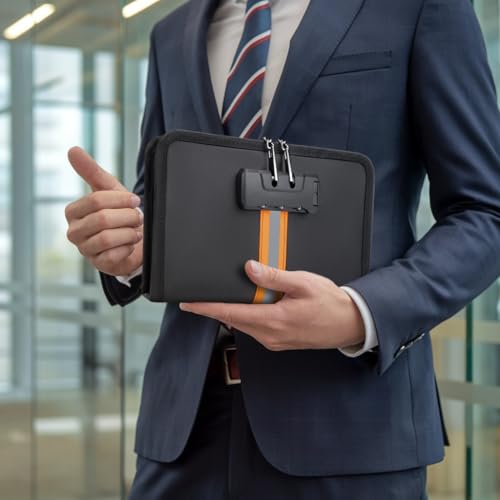 Fireproof Money Bag,Money Bag with Lock and Zipper,Safe Fireproof Waterproof,Suitable for Cash, Mobile Phones, Keys, Credit Cards - size: 8*1.1*5 inches