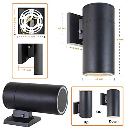Dusk to Dawn Outdoor Wall Sconce, Waterproof Exterior Light Fixture - color: Cylinder (Black A - Dusk to Dawn )