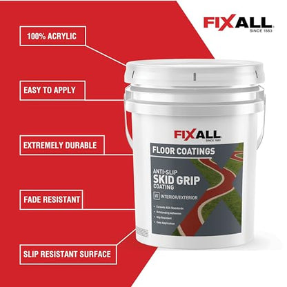 FIXALL Skid Grip Anti-Slip Coating, 5 Gallons, Camel, Exceeds ADA Standards, Ideal for Safety Areas, Slip-Resistant Pavement, Cement & Concrete Paint - color: Camel, size: 640 Fl Oz (Pack of 1)