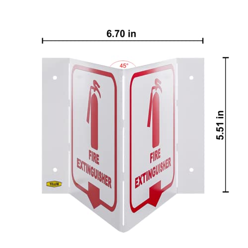 Stay Safe with our OSHA Compliant Folded Projecting Fire Extinguisher Sign - 5"x7", 1mm Aluminum, Essential Workplace Safety Warning - color: Fire Extinguisher