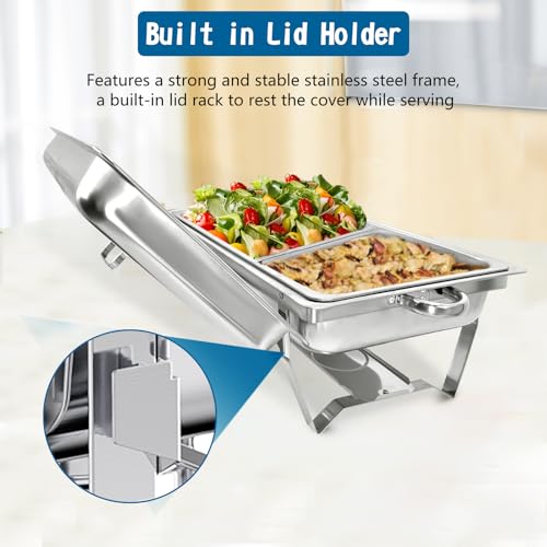 Chafing Dish for Buffet, 6 Pack 9QT Stainless Steel Chafing Servers - size: 6 Pack Silver