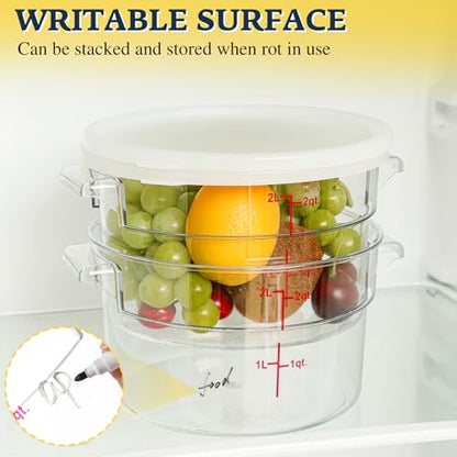 Ziliny 1 Pcs 2 Qt Dough Proofing Container with Lid and Red Scale, White - color: White, size: 2 Qt