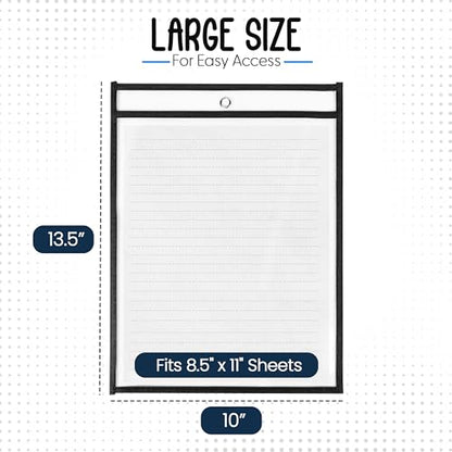 Essex Wares - 6 Pack, Black Dry Erase Pockets, 10" Wide x 13.5" Tall - color: Black