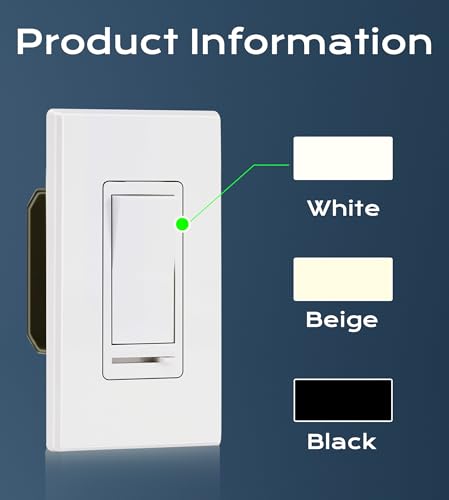 CLOUDY BAY in Wall Dimmer Switch for LED Light/CFL/Incandescent,3-Way Single Pole Dimmable Slide, 600W max Incandescent,150W max Dimmable LED/CFL, Cover Plate Included, Pack of 4 - size: 4-Pack | Ivory