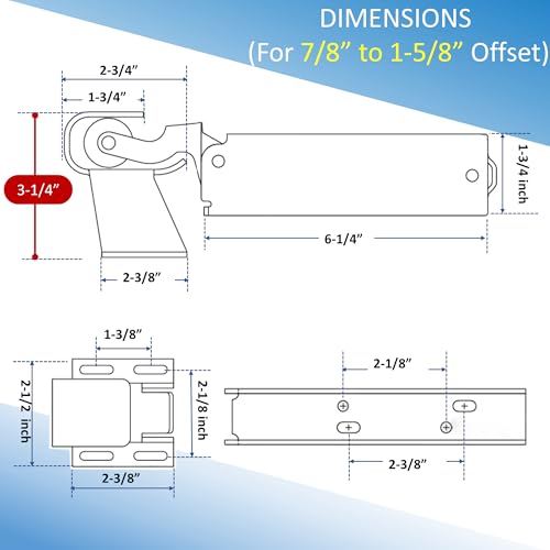 Awoco 1094 Hydraulic Door Closer, Concealed Mounting with 1094-X27 Adjustable Wide Hook (7/8" to 1-5/8" Offset) for Walk-in Coolers/Freezers by Kason - style: Concealed closer with 7/8” to 1-5/8" Hook