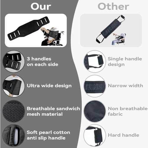 Transfer Belt Transfer Sling for Elderly, Lift Assist Gait Belt for Seniors - color: Black