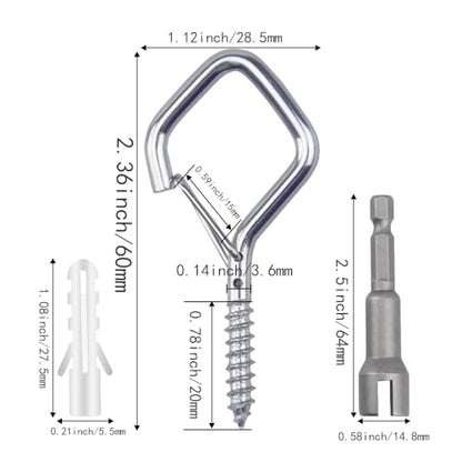 32 Pcs 2.36IN Ceiling Hooks with Safety Buckle for Plants - color: Silver, size: 32Pcs