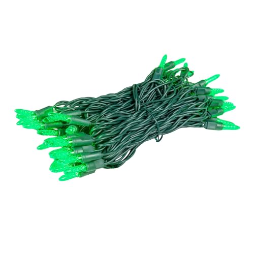 Novelty Lights 25FT 50 LED M5 Green Christmas Tree Lights, Indoor Outdoor - color: Green
