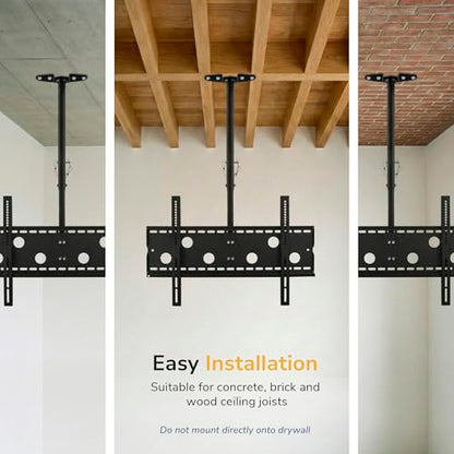 Mount-It! Ceiling TV Mount for 32–86 Inch LCD LED OLED TVs – Hanging Full Motion Swivel, Tilt & Height Adjustable Bracket – 175 lb, VESA 800x450 – Home, Gym, Patio, Restaurant & Commercial Use - size: Medium Single