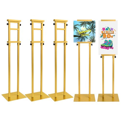 Honoson 5 Pcs Poster Stands for Display Heavy Duty Sign Holder, Gold - color: Gold