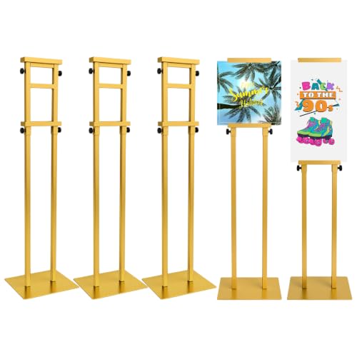 Honoson 5 Pcs Poster Stands for Display Heavy Duty Sign Holder, Gold - color: Gold