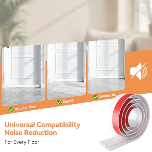 Ohuhu 118" Silicone Door Draft Stopper, 1" Wide Adhesive Weather Stripping - color: White, size: 118"L x 2"W