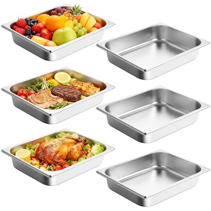 GOLDEN KEY Steam Table Pans Half Size, 6 Pack 1/2 Half Size Hotel Pans 2.5 Inch Deep,Stainless Steel Hotel Pan for Restaurant Chafing Dishes Commercial Buffet Warmer Catering Supplies - color: 1/2, size: 2-1/2" Deep