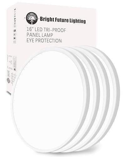 4Pack 16 Inch Led Flush Mount Ceiling Light,32W,3480LM,3000K/4000K/6000K 3CCT Selectable,White Ultra-Slim Ceiling Lighting Fixture,Round Low Profile Flat Panel Light for Bedroom,Kitchen,Hallway,Office - color: White, size: Non-Dimmable-16IN-4PACK