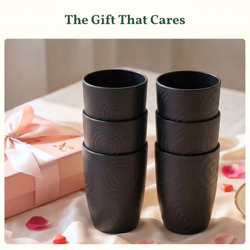 Homienly Wheat Straw Drinkware 12oz Unbreakable Drinking Glasses 6-Piece Stackable Kithen Cups Dishwasher and Microwave Safe Cups for Everyday Family Meals, Entertaining-Black - color: Black, size: 12 Ounces
