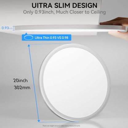 WKONCLDY 5CCT 3000k//3500k/4500k//5000k/6000k Selectable, Dimmable Led Flush Mount Ceiling Light, 20 Inch 5000LM Round Modern Flat Panel,Super Slim for Living Dining Kitchen Bedroom Room - color: White, size: 20in-2Pack