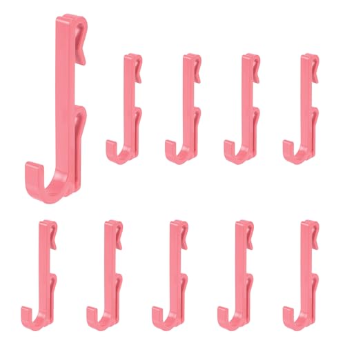 uxcell 10 Grid Wall Hooks, 2.8 Inch Grid Wall Panel Plastic Utility Hook, Shelf Hooks for Garage Store Warehouse Shop Home Hanging, Dark Pink - color: Dark Pink