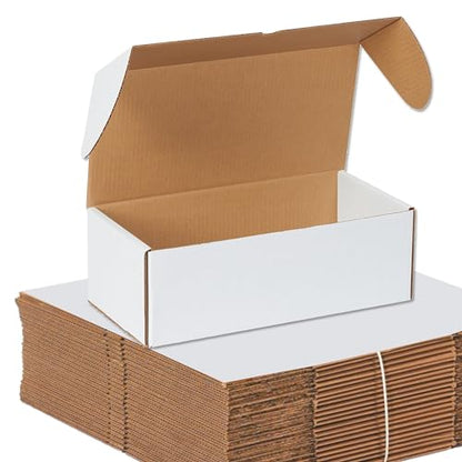 BOX USA 14" Deluxe Shipping Boxes, 14 1/2"L x 7 1/2"W x 5"H, 25-Pack - White Box Mailers for Packaging, Storage, Gifts or Bulk Business Orders - size: 14 1/2 x 7 1/2 x 5" 25-Pack