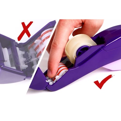 One-Handed Tape Dispenser Gun - Automatic Cutter for Gift Wrapping, Office & Crafts - Portable, Safe Hidden Blade, No Batteries - Fits 1/2" to 3/4" Tape (Include 1 Roll, Pink) - color: Pink