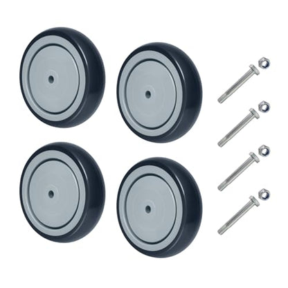 5'' Shopping Cart Wheels Replacement, 3/8" Casters Set of 4 Rubber Wheels for Cart Supermarket Grocery Retail Stores, Each Wheel Load 350lbs (4 Wheel, Grey) - style: Grey (3/8'' Bore)
