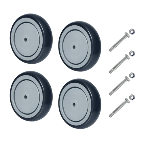 5'' Shopping Cart Wheels Replacement, 3/8" Casters Set of 4 Rubber Wheels for Cart Supermarket Grocery Retail Stores, Each Wheel Load 350lbs (4 Wheel, Grey) - style: Grey (3/8'' Bore)