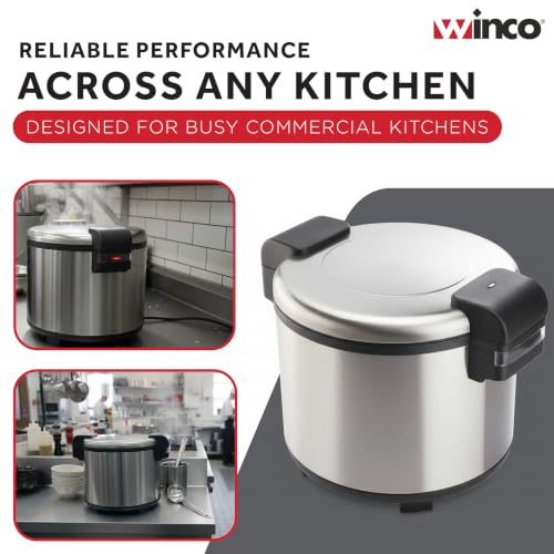 Winco 100 Cups Silver Commercial-Grade Electric Rice Warmer