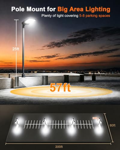 ledmo 200W LED Parking Lot Light Dusk to Dawn Photocell 5000K 26000LM - size: Small/200/Slip Fitter