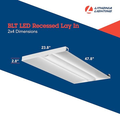 Lithonia Lighting 2x4 LED Troffer Light, BLT Series Low Profile LED Drop in Ceiling Light for Dropped Ceiling with Curved Ribbed Diffuser, 4000 Lumens, 3500K Neutral White - color: 3500K, size: 2 ft x 4 ft, style: Standard