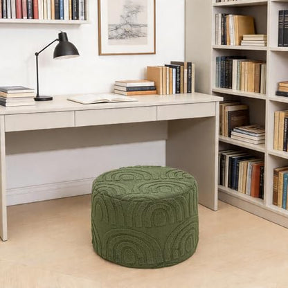 Asuprui Boucle Pouf Ottoman Foot Rest, Deep Green, 20x20x14 Inches - color: Deep Green, size: 20"D x 20"W x 14"H