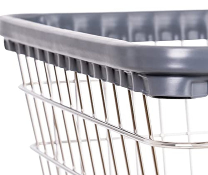 R&B Wire® 200F Extra Large Heavy Duty Wire Laundry Cart | 4.5 Bushel | Steel Frame with Chrome Finish | Commercial Laundry Basket | Industrial Bumper | 5" Clean Wheel System™ Casters