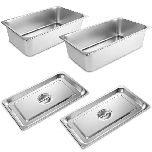 VOISEN Hotel Pans with Lids 2 Pack 1/1 Size 6" Deep - color: 2 Pack, size: 6" Deep
