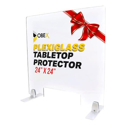 Plexiglass Table Top Sneeze Guard – Desk Divider for Students, Office, Transactions – Acrylic Shield | (24" x 24" with Cutout) - size: 24"H x 24"W Cutout