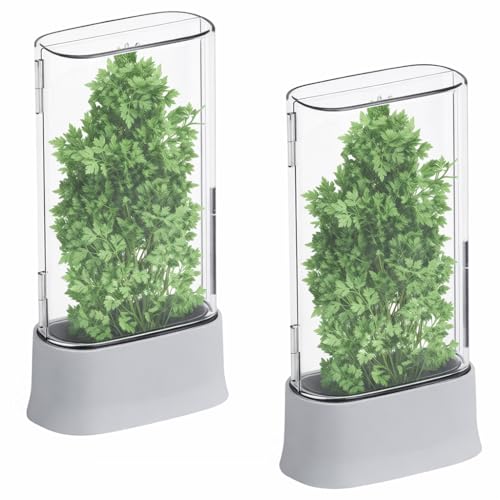 vacane Herb Keeper for Refrigerator, Fresh Herb Saver Herb Storage Containers, Cilantro Container for Fridge Asparagus Container, Dishwasher Safe-2 Pack - color: 2 PACK
