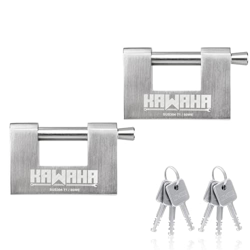 71/80-2PS Stainless Steel D-Shaped Padlock with Stainless Steel Keys for Garage Door, Containers, Shed, Locker and Warehouse (3-1/8 inch, Keyed Alike - 2 Pack) - color: Keyed Alike - 2 Pack, size: 3-1/8 Inch