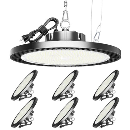 ELEKICO UFO Led High Bay Light 150W 5000K Shop Lights 21000Lm Daylight with Plug, UFO High Bay Lights for Garage Warehouse Workshop Factory Barn Logistics Center 6 Pack