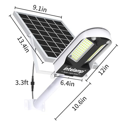 intelamp Solar Street Lights Outdoor Waterproof 3000LM 12500mAh Dual Sensor - size: White 1 pack